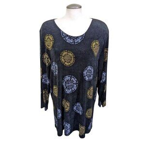 Stylish Women's Top with Gold and Blue Patterns